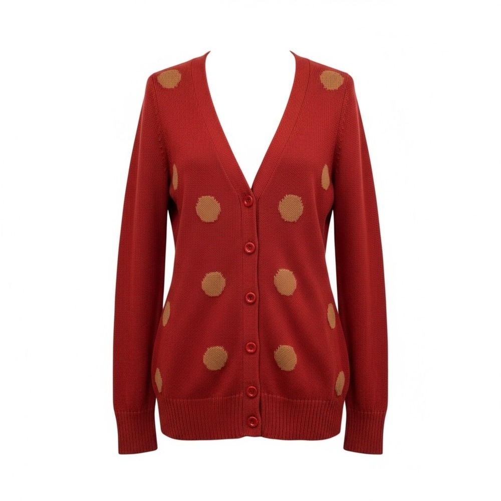 Teaspoon Women's Orange Cardigan Sweater Knitwear Polka Dot Button Up Size‎ S